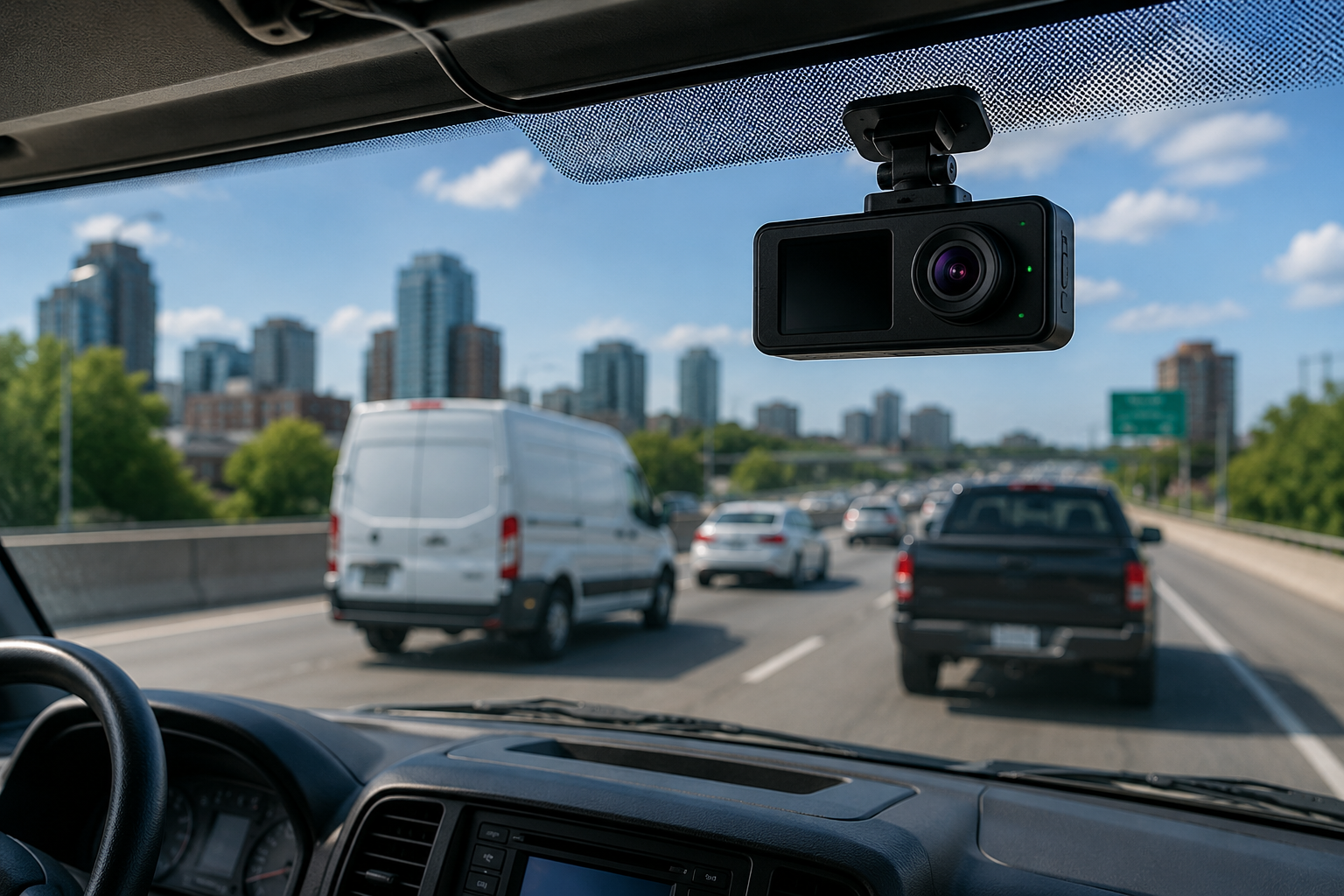Dashcam View of Urban Highway Traffic Dashcam View of Urban Highway Traffic